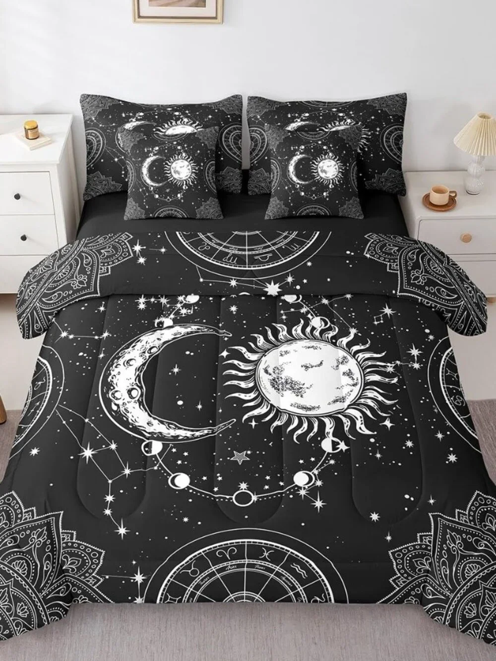Sun Moon Constellation Comforter Set Twin Size Kids Boys Girls